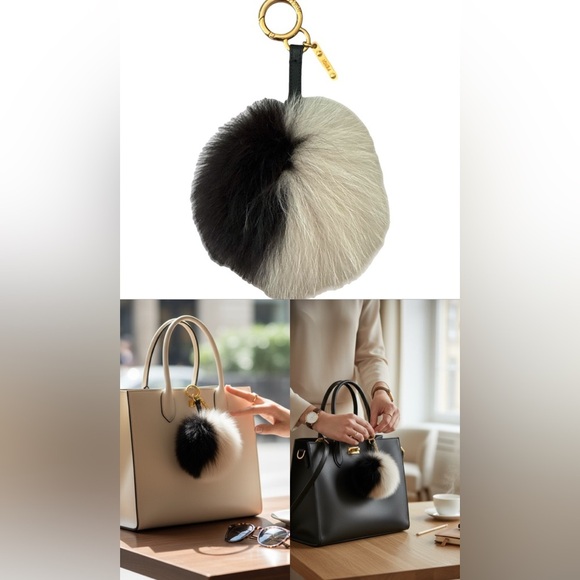 Fendi Accessories - FENDI Two-Tone Fur Pom Pom Bag Charm